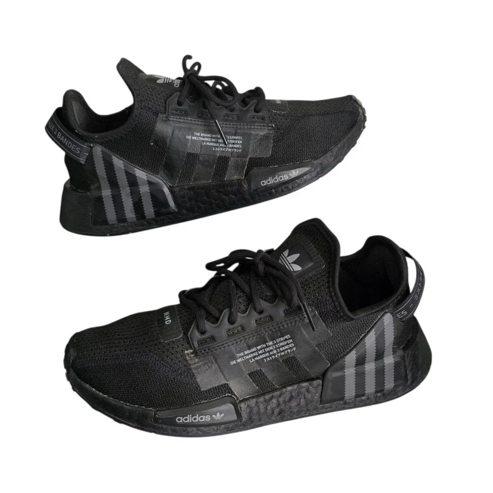 Adidas NMD R1 V2 Shoes Mens 7 Womens Size 8 Black Grey Sneakers FZ6238
